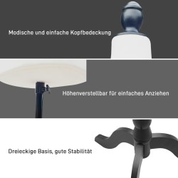 Naisten säädettävä vaatetorso kolmijalkaisella jalustalla, vaahtomuovi, valkoinen