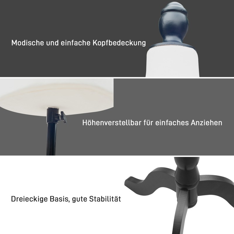 Naisten säädettävä vaatetorso kolmijalkaisella jalustalla, vaahtomuovi, valkoinen