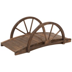 Puutarhasilta tannenpuu 100 x 50 x 37 cm kaareva puusilta lampiin kantavuus 150 kg hiiltynyt sävy