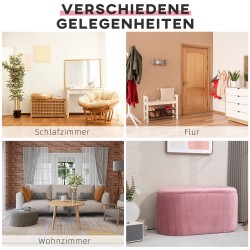 Säilytysrahi samettipintainen istuinpenkki 81x40x41 cm vaaleanpunainen retrodesign