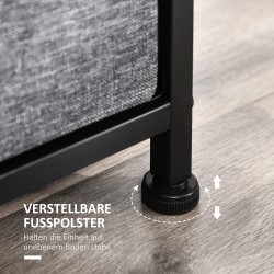 Lipasto 8 kangaslaatikolla, metallirunko, kaatumissuoja, 100 x 30 x 78,5 cm, musta/harmaa