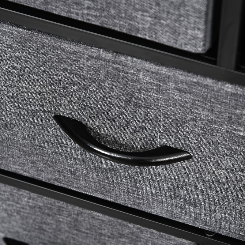 Lipasto 8 kangaslaatikolla, metallirunko, kaatumissuoja, 100 x 30 x 78,5 cm, musta/harmaa