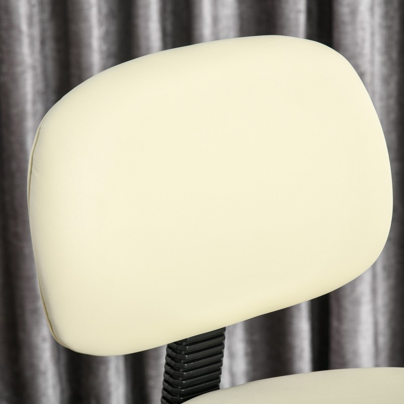 Baarituoli pyörillä ja selkänojalla, korkeussäädettävä keinonahka, beige 56 x 57 x 104–127 cm