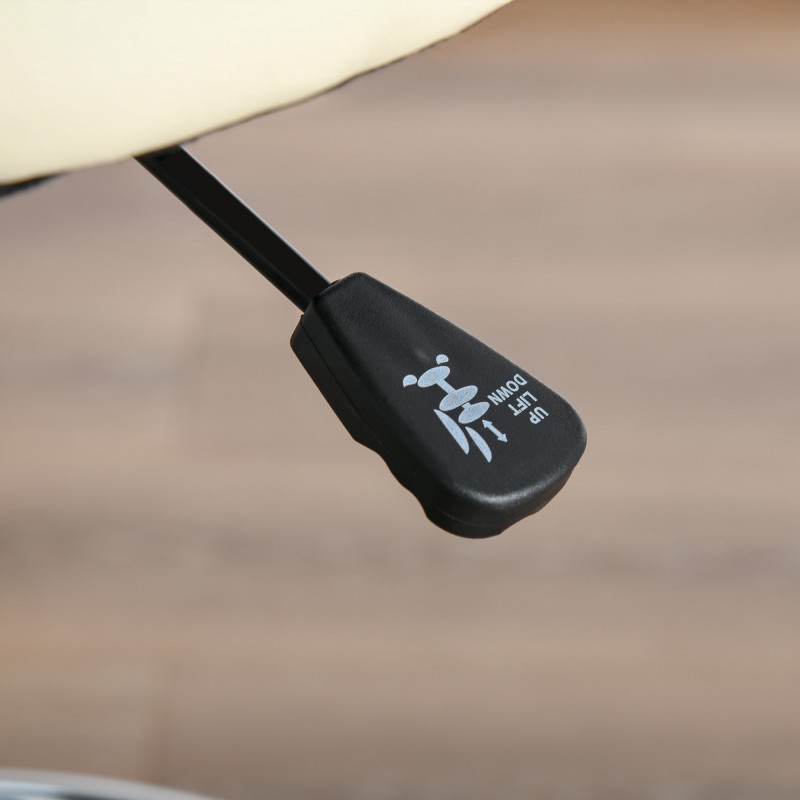 Baarituoli pyörillä ja selkänojalla, korkeussäädettävä keinonahka, beige 56 x 57 x 104–127 cm