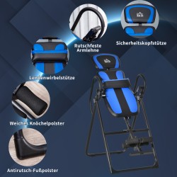 Inversiopenkki taittuva selkänojalla metalli/ABS 132 x 71 x 145 cm musta–sininen