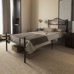 Metallisänky sälepohjalla 90 x 200 cm, teräs, 31 cm säilytystila, musta