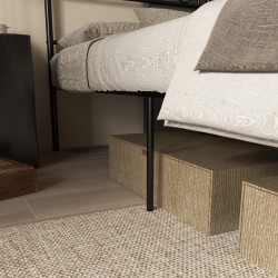 Metallisänky sälepohjalla 90 x 200 cm, teräs, 31 cm säilytystila, musta