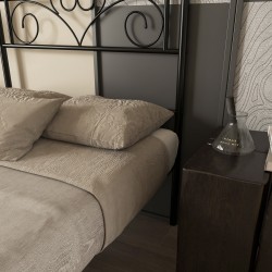 Metallisänky sälepohjalla 90 x 200 cm, teräs, 31 cm säilytystila, musta