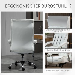 Ergonominen työtuoli toimistoon, keinonahkaa, säädettävä ja keinutoiminto, valkoinen