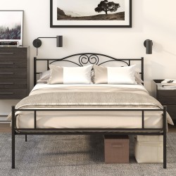Metallinen sänkyrunko päädyllä 140x200 cm 300 kg musta