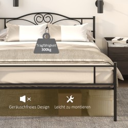 Metallinen sänkyrunko päädyllä 140x200 cm 300 kg musta