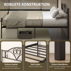 Metallinen sänkyrunko päädyllä 140x200 cm 300 kg musta