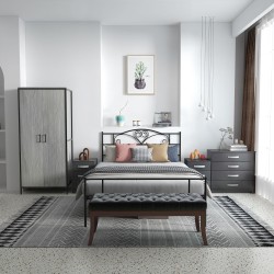 Metallinen sänkyrunko päädyllä 140x200 cm 300 kg musta