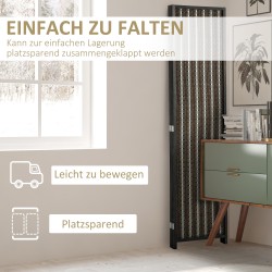 Tilanjakaja 4-paneelinen taitettava mäntypuu ja bambu 180 x 180 cm ruskea/musta