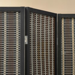 Tilanjakaja 4-paneelinen taitettava mäntypuu ja bambu 180 x 180 cm ruskea/musta