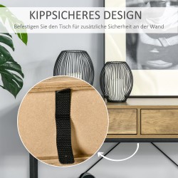 Konsolipöytä eteiseen lastulevyä ja metallia 100 x 35 x 76,5 cm ruskea/musta 2 laatikkoa