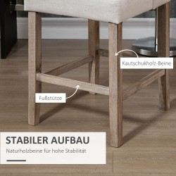 Baarituolisetti 2 kpl, selkänojalla ja jalkatuella, massiivipuu, harmaa / luonnonväri, 47 x 50 x 101 cm