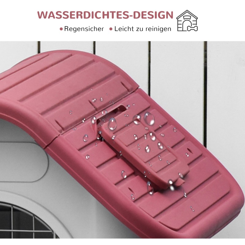 Koirankoppi ulkokäyttöön pienille koirille, muovi/metalli, 59 x 75 x 66 cm, punainen/vaaleanharmaa