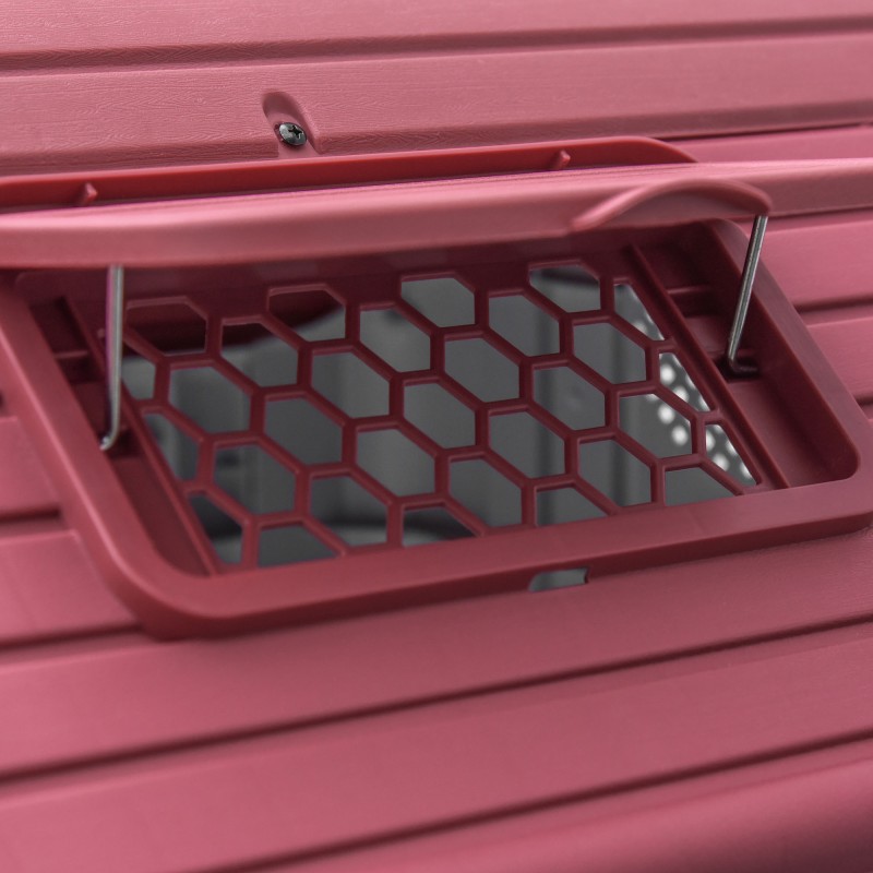 Koirankoppi ulkokäyttöön pienille koirille, muovi/metalli, 59 x 75 x 66 cm, punainen/vaaleanharmaa