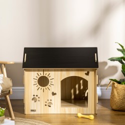 Koirankoti pienille koirille, MDF, 69 x 50 x 58,5 cm, puunsävy/musta, säältä suojaava