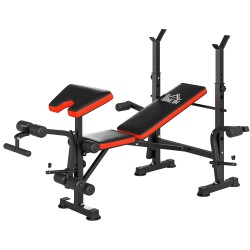 Säädettävä monitoimi treenipenkki kotikuntosalille teräs ilman painoja musta punainen