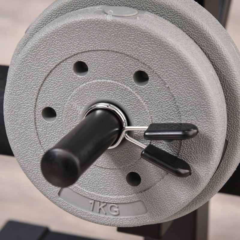 Säädettävä monitoimi treenipenkki kotikuntosalille, teräs, ilman painoja, musta/punainen