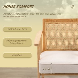 Nojatuoli kumipuuta ja pellavapintainen kangas 63 x 69 x 78 cm kermanvalkoinen