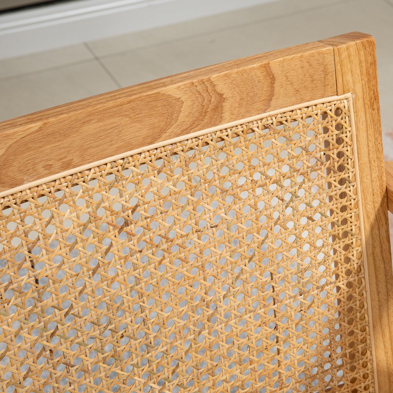 Nojatuoli kumipuuta ja pellavapintainen kangas 63 x 69 x 78 cm kermanvalkoinen