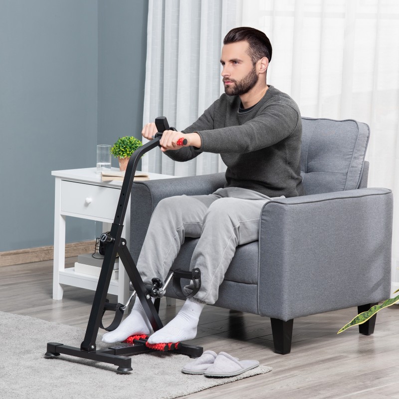 Säädettävä polkulaite senioreille kotiin, terästä, LCD-näyttö, musta-punainen