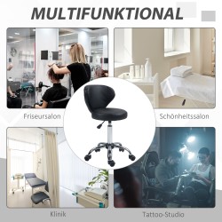 Työjakkara selkänojalla, korkeussäädettävä keinonahkaa, teräsrunko, max 120 kg, musta