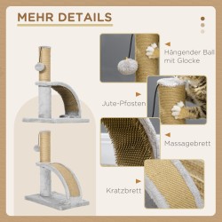 Kissan raapimislelu juuttitolpalla ja raapimalevyllä 34 x 24 x 43 cm harmaa