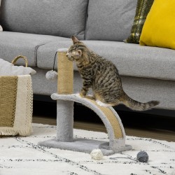 Kissan raapimislelu juuttitolpalla ja raapimalevyllä 34 x 24 x 43 cm harmaa