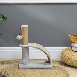 Kissan raapimislelu juuttitolpalla ja raapimalevyllä 34 x 24 x 43 cm harmaa