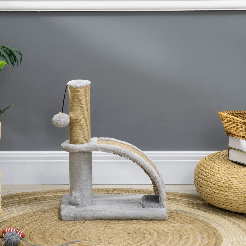 Kissan raapimislelu juuttitolpalla ja raapimalevyllä 34 x 24 x 43 cm harmaa