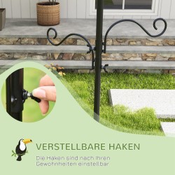 Lintujen ruokintateline ulkokäyttöön, 4 koukkua, teräs, 208 cm, musta