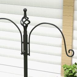 Lintujen ruokintateline ulkokäyttöön, 4 koukkua, teräs, 208 cm, musta