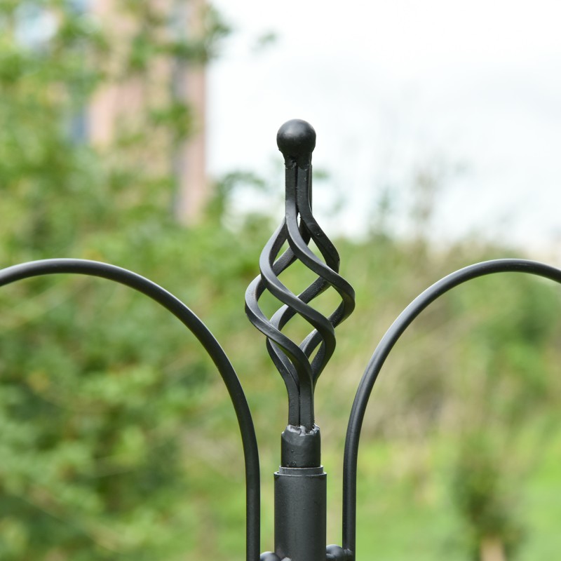 Lintujen ruokintateline ulkokäyttöön, 4 koukkua, teräs, 208 cm, musta