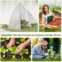 Mini kasvihuone talvisuoja kasveille rullattavalla ovella metalli ja PE 160 x 140 x 180 cm valkoinen