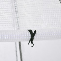 Mini kasvihuone talvisuoja kasveille rullattavalla ovella metalli ja PE 160 x 140 x 180 cm valkoinen