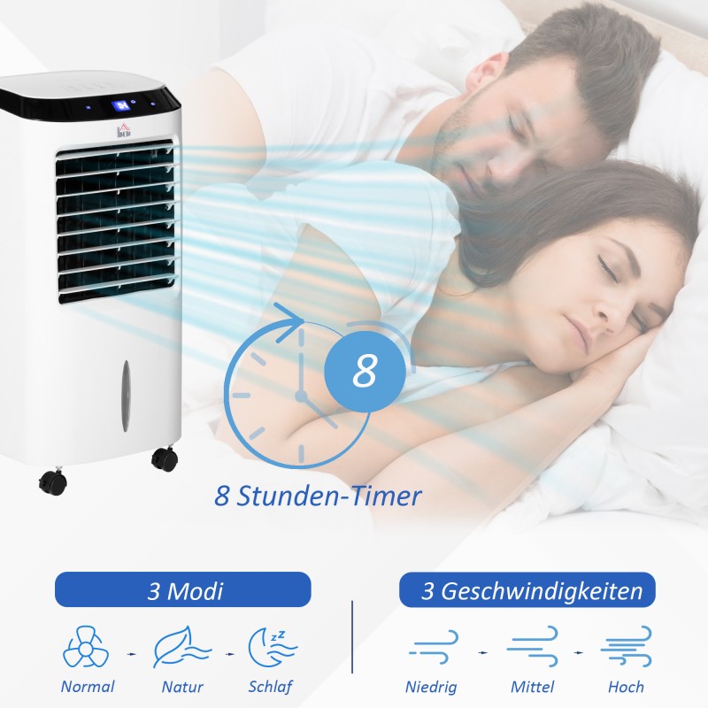 Siirrettävä 4-in-1 ilmastointilaite 10 L vesijäähdytys ja ilmankostutus 60 W valkoinen/musta