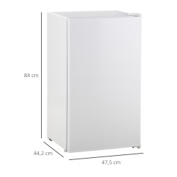 Pieni jääkaappi pakastelokerolla 91 l, kompakti, hiljainen, teräs ja muovi, valkoinen