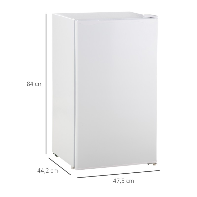 Pieni jääkaappi pakastelokerolla 91 l, kompakti, hiljainen, teräs ja muovi, valkoinen