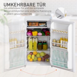 Pieni jääkaappi pakastelokerolla 91 l, kompakti, hiljainen, teräs ja muovi, valkoinen