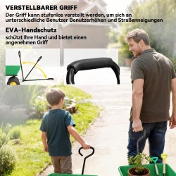 Puutarhavaunu kippitoiminnolla 75 L 200 kg teräsrunko ja muovisäiliö tummanvihreä