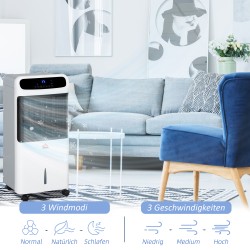 Siirrettävä ilmavesijäähdytin 12 l, kaukosäädin, 3 tilaa, 3 nopeutta, ajastin, valkoinen