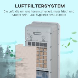 Siirrettävä ilmavesijäähdytin 12 l, kaukosäädin, 3 tilaa, 3 nopeutta, ajastin, valkoinen