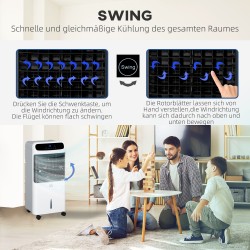 Siirrettävä ilmavesijäähdytin 12 l, kaukosäädin, 3 tilaa, 3 nopeutta, ajastin, valkoinen