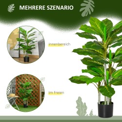 Keinotekoinen viherkasvi ruukussa 95 cm, 33 lehteä, vihreä-musta