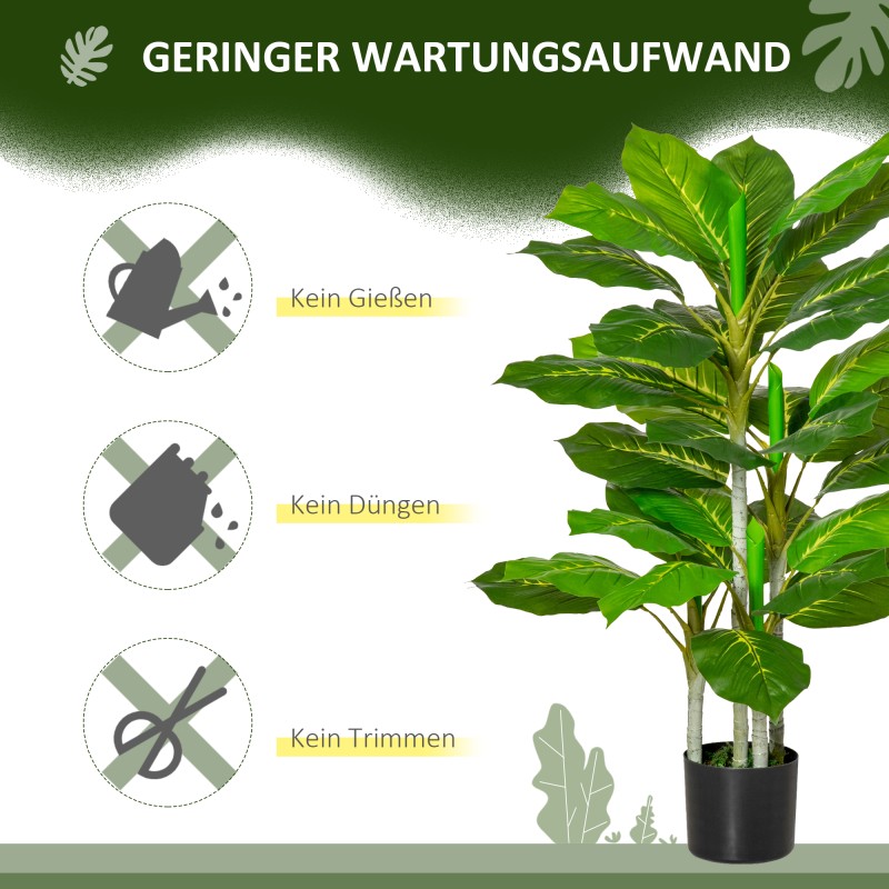 Keinotekoinen viherkasvi ruukussa 95 cm, 33 lehteä, vihreä-musta