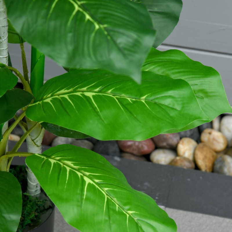 Keinotekoinen viherkasvi ruukussa 95 cm, 33 lehteä, vihreä-musta